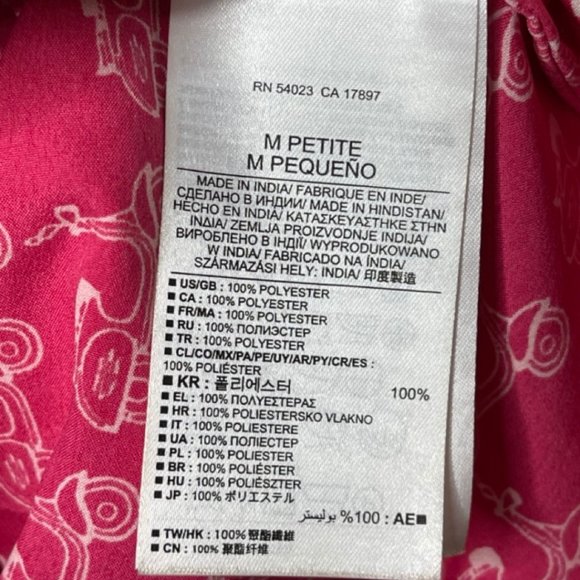 BANANA REPUBLIC | Hot Pink Petite Moped Print Sleeveless Blouse | Size M - Picture 7 of 10